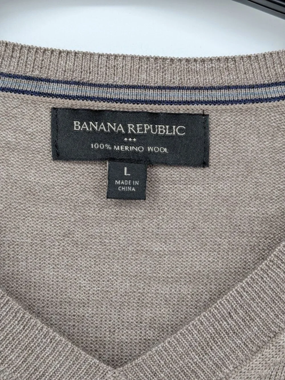 Banana Republic Merino Wool V Neck Sweater Minimalist Neutral Office‎ Men Large